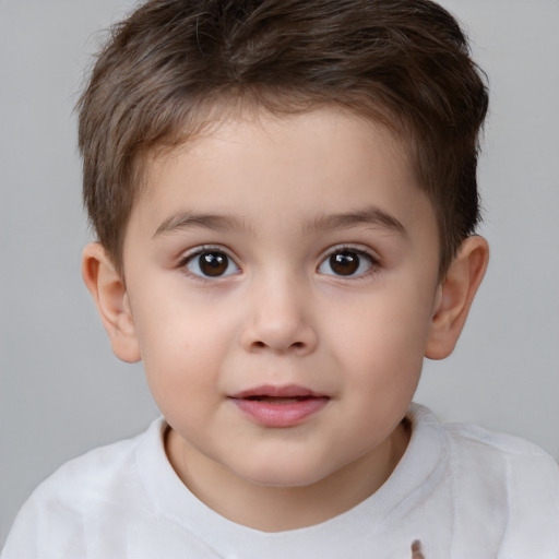 Neutral white child male with short  brown hair and brown eyes