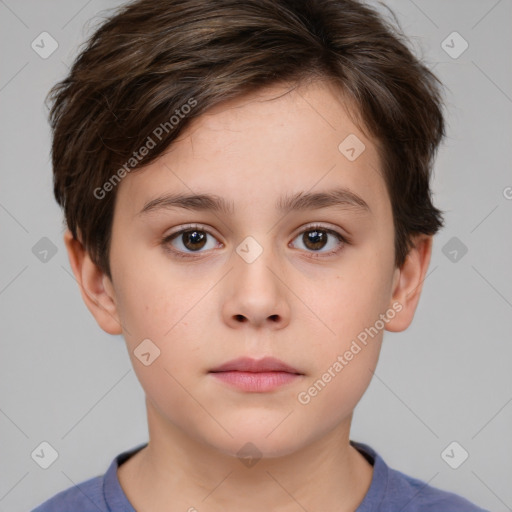 Neutral white child female with short  brown hair and brown eyes