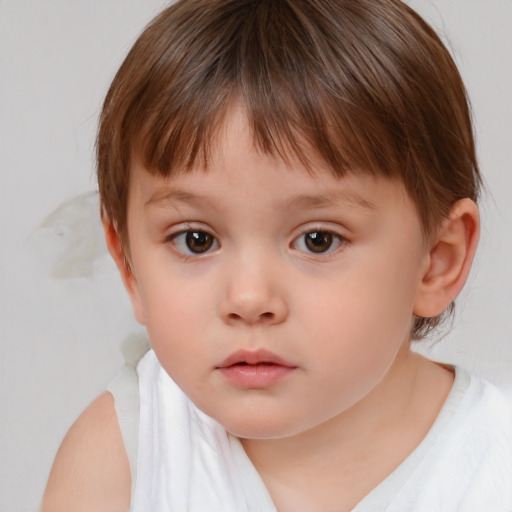 Neutral white child male with medium  brown hair and brown eyes