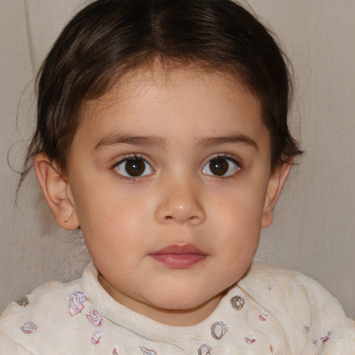 Neutral white child female with medium  brown hair and brown eyes