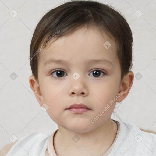 Neutral white child male with short  brown hair and brown eyes