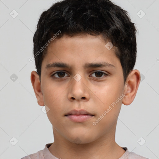 Neutral white child male with short  brown hair and brown eyes