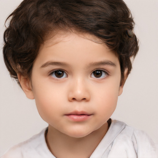 Neutral white child female with short  brown hair and brown eyes