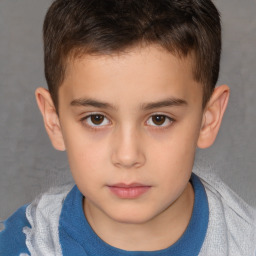 Neutral white child male with short  brown hair and brown eyes