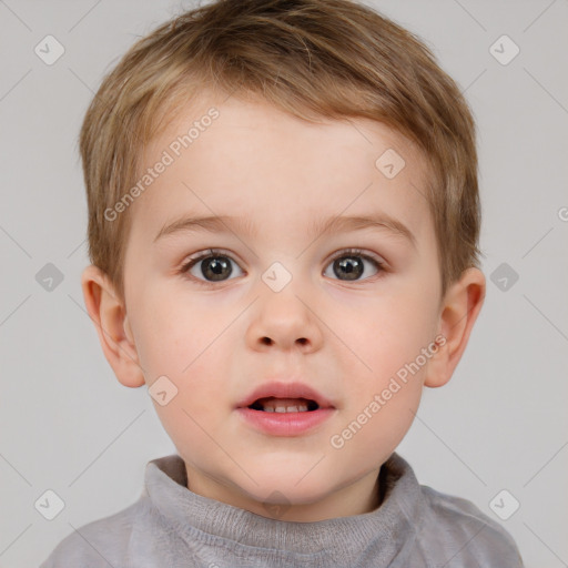 Neutral white child male with short  brown hair and brown eyes