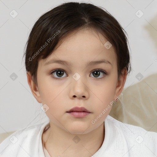 Neutral white child female with medium  brown hair and brown eyes