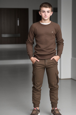 Albanian teenager boy with  brown hair