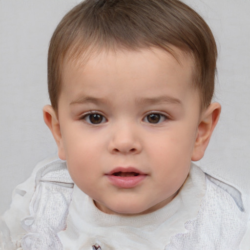 Neutral white child male with short  brown hair and brown eyes