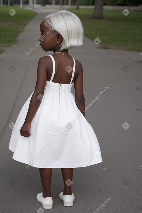 African american child female with  white hair