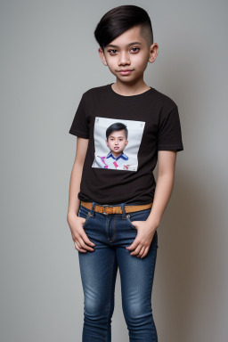 Singaporean child non-binary with  brown hair