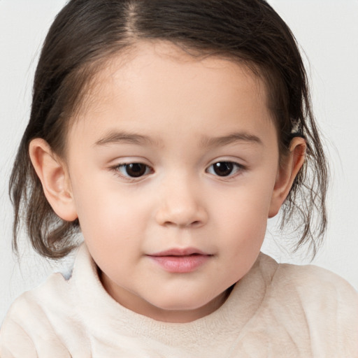 Neutral white child female with medium  brown hair and brown eyes