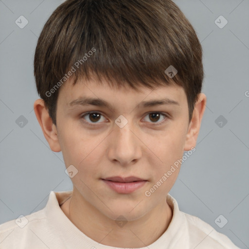 Neutral white child male with short  brown hair and brown eyes