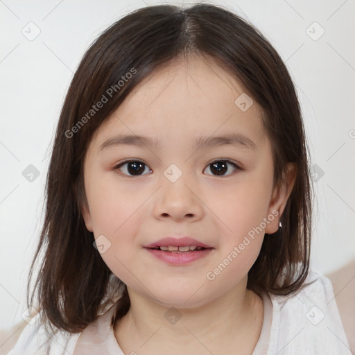 Neutral white child female with medium  brown hair and brown eyes