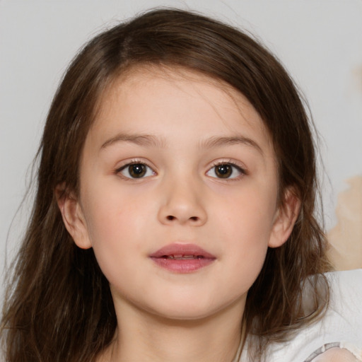 Neutral white child female with medium  brown hair and brown eyes