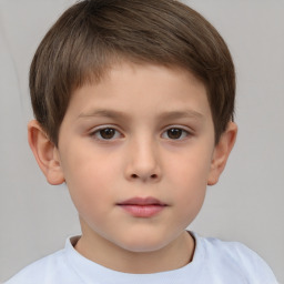 Neutral white child male with short  brown hair and brown eyes