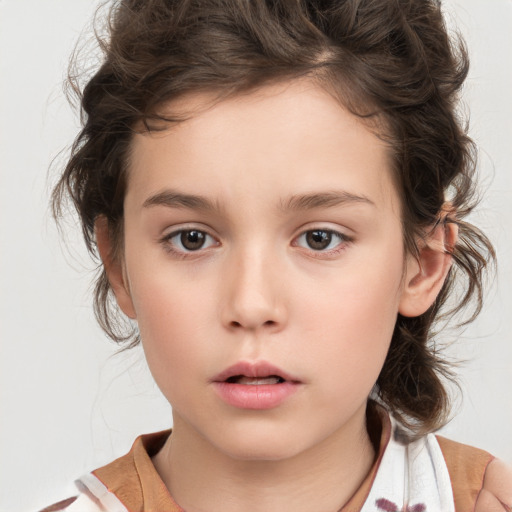 Neutral white child female with medium  brown hair and brown eyes