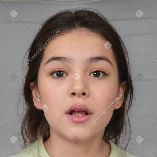 Neutral white child female with medium  brown hair and brown eyes