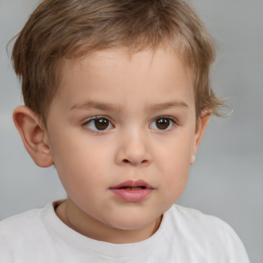 Neutral white child male with short  brown hair and brown eyes