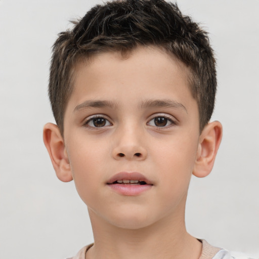 Neutral white child male with short  brown hair and brown eyes