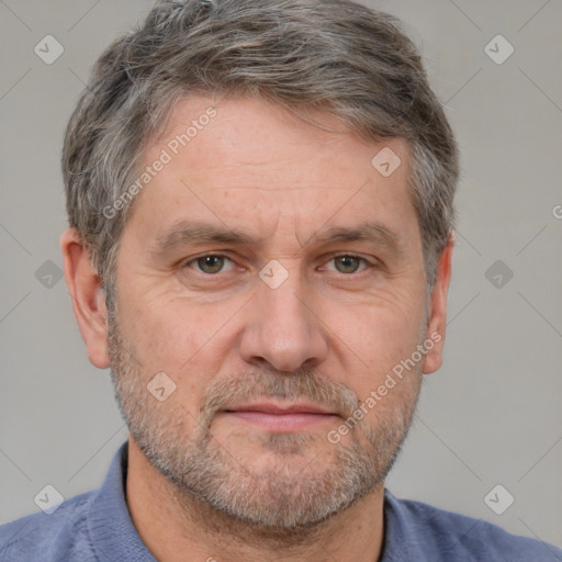 Neutral white adult male with short  brown hair and brown eyes