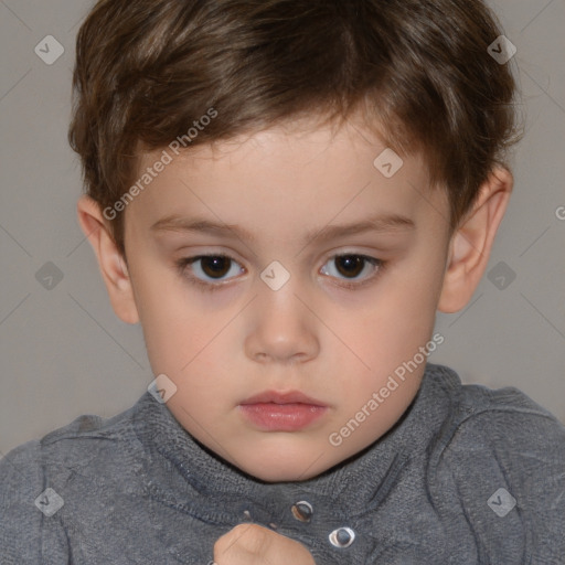 Neutral white child male with short  brown hair and brown eyes