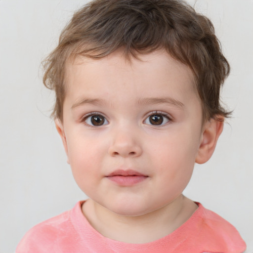 Neutral white child male with short  brown hair and brown eyes