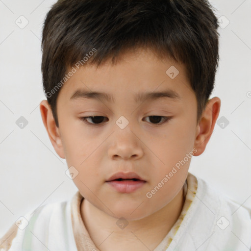 Neutral white child male with short  brown hair and brown eyes