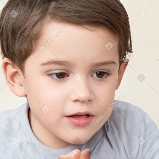 Neutral white child male with short  brown hair and brown eyes