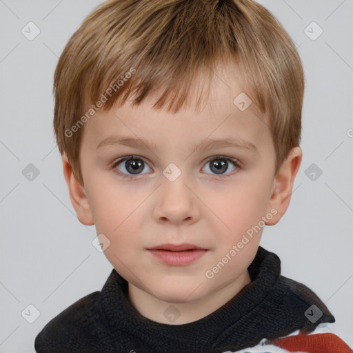 Neutral white child male with short  brown hair and brown eyes