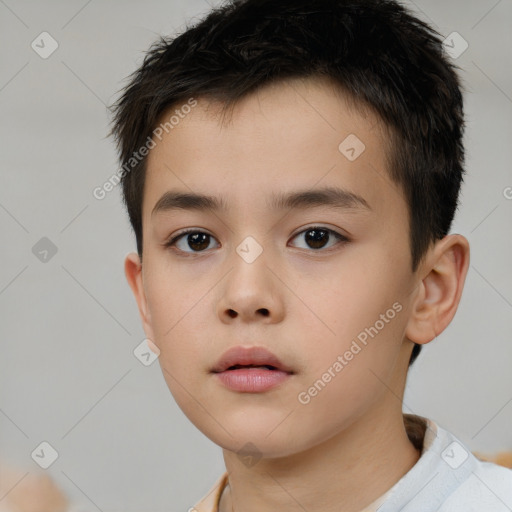 Neutral white child male with short  brown hair and brown eyes