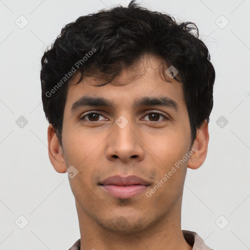 Neutral asian young-adult male with short  brown hair and brown eyes