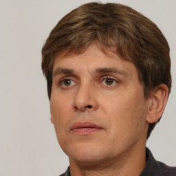 Neutral white adult male with short  brown hair and brown eyes