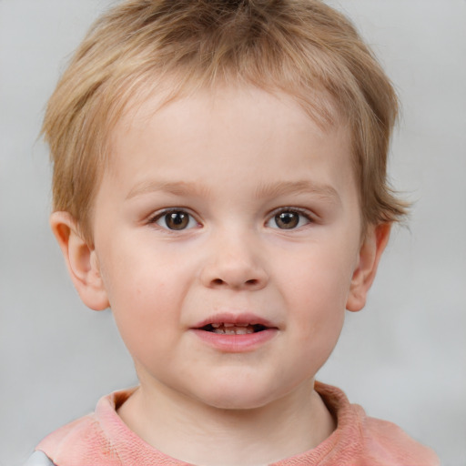 Neutral white child male with short  brown hair and brown eyes