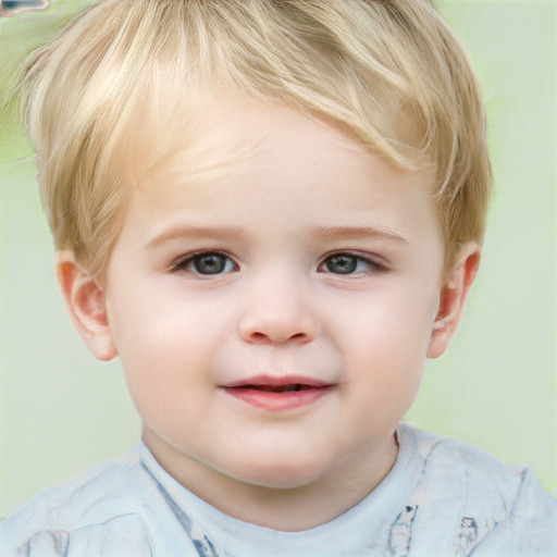 Joyful white child female with short  brown hair and grey eyes