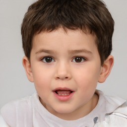 Neutral white child male with short  brown hair and brown eyes