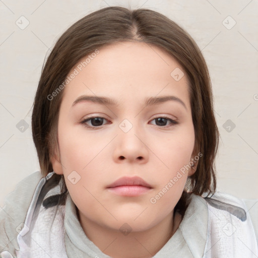 Neutral white child female with medium  brown hair and brown eyes