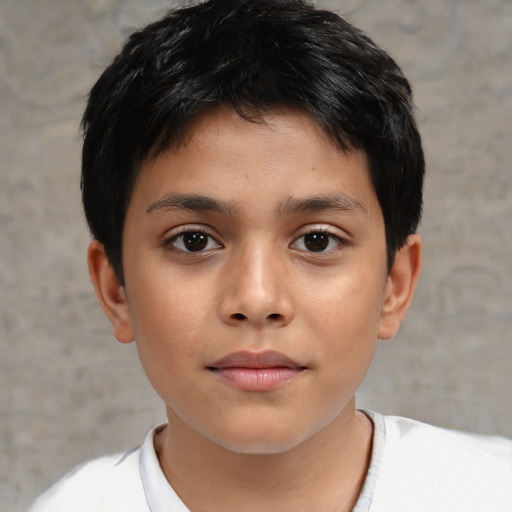 Neutral asian child female with short  brown hair and brown eyes