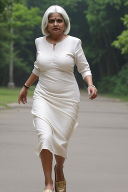 Indian middle-aged female with  white hair