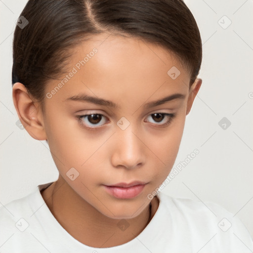 Neutral white child female with short  brown hair and brown eyes