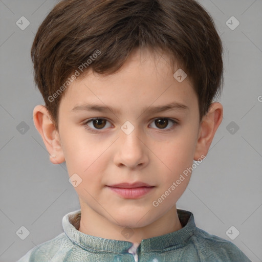 Neutral white child male with short  brown hair and brown eyes