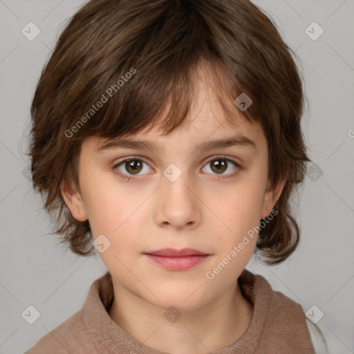 Neutral white child female with medium  brown hair and brown eyes