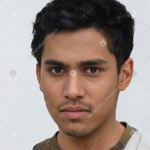 Neutral asian young-adult male with short  brown hair and brown eyes