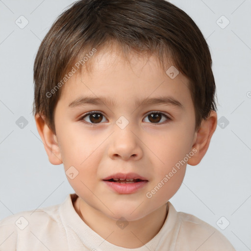 Neutral white child male with short  brown hair and brown eyes