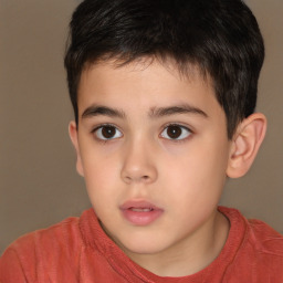 Neutral white child male with short  brown hair and brown eyes