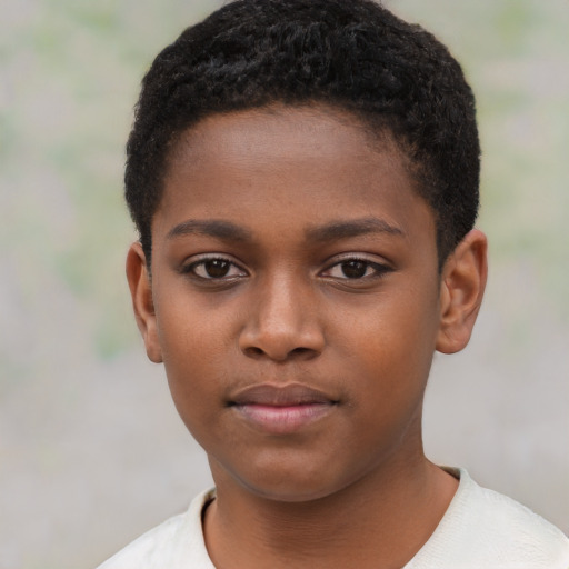 Neutral black child male with short  brown hair and brown eyes