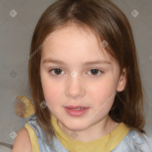 Neutral white child female with medium  brown hair and brown eyes