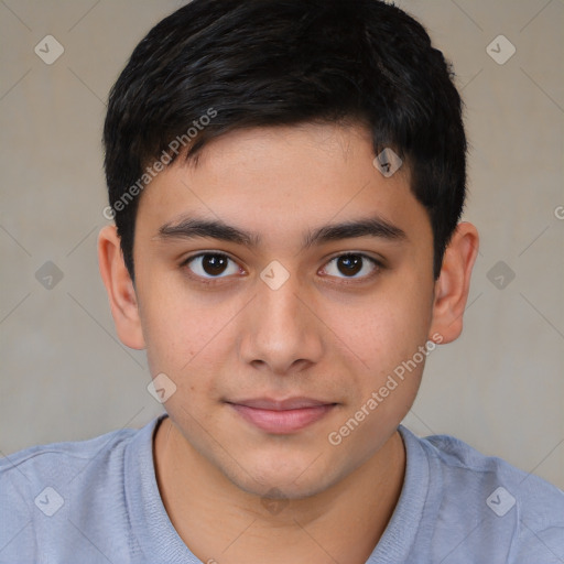 Neutral white child male with short  brown hair and brown eyes