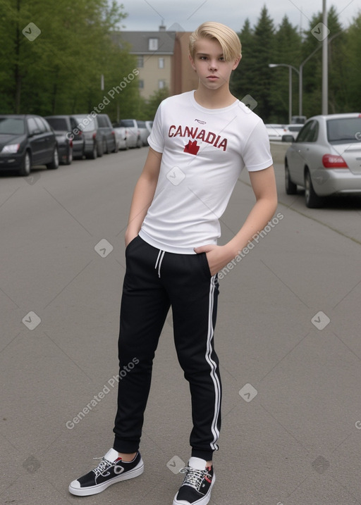 Canadian teenager boy with  blonde hair