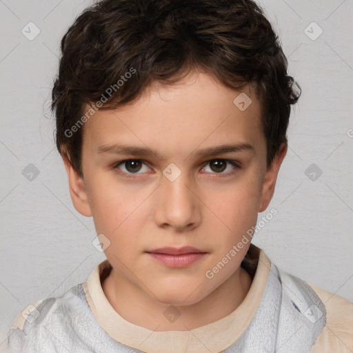 Neutral white child female with short  brown hair and brown eyes