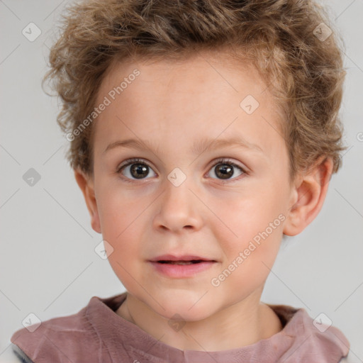 Neutral white child male with short  brown hair and brown eyes